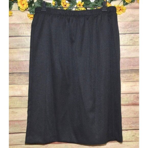 Vintage 2 Piece Black Suit Jacket & Skirt Pearl Button Size 16 Classy Old Money - Picture 7 of 13